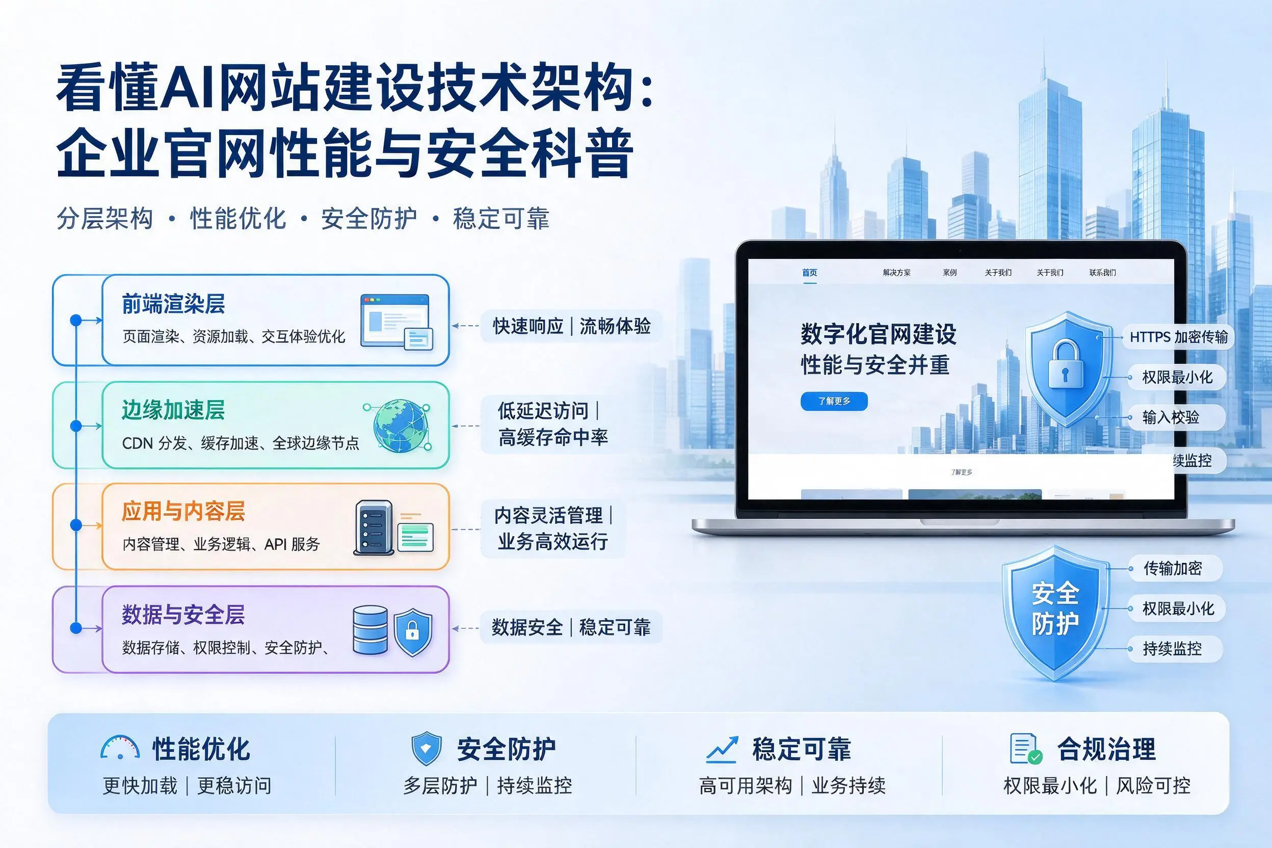 看懂AI网站建设技术架构：忻州企业官网性能与安全科普