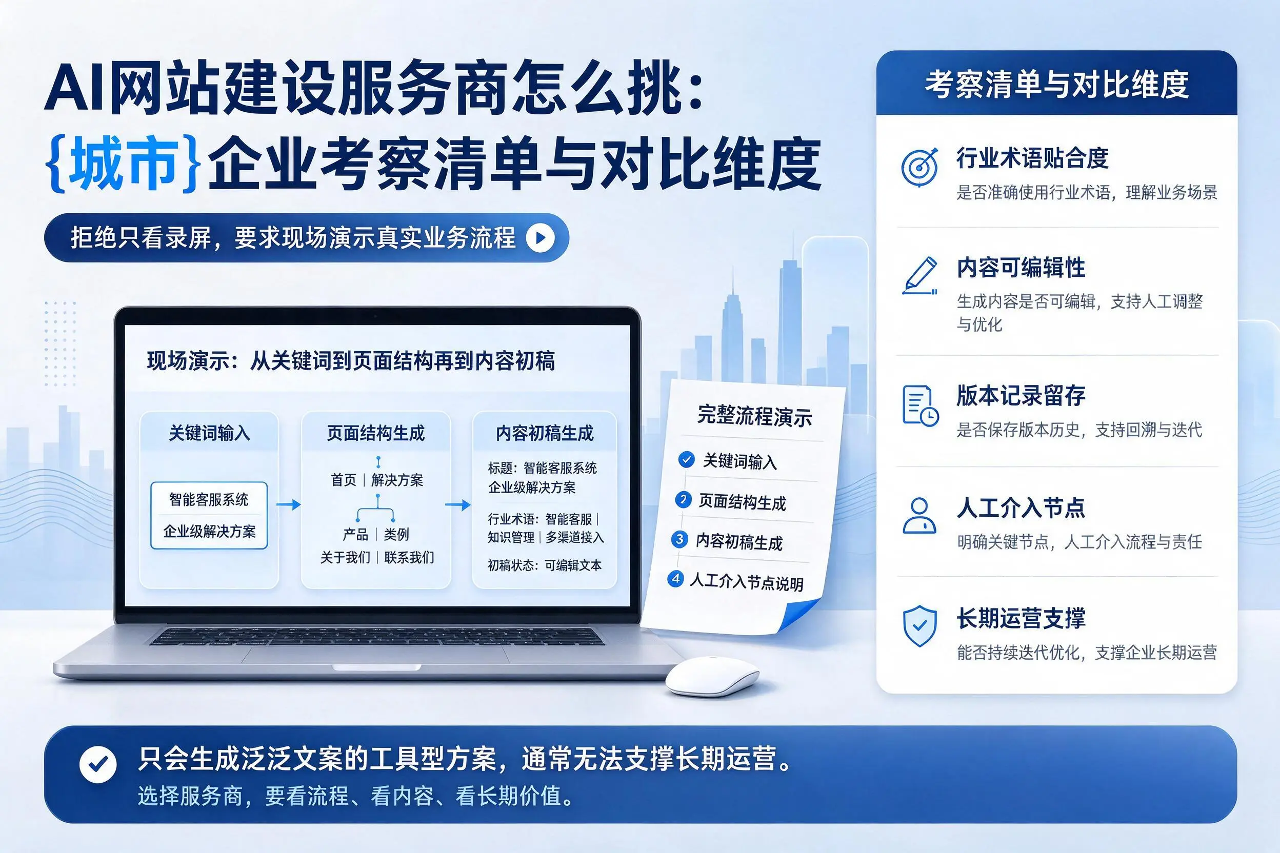 AI网站建设服务商怎么挑：忻州企业考察清单与对比维度