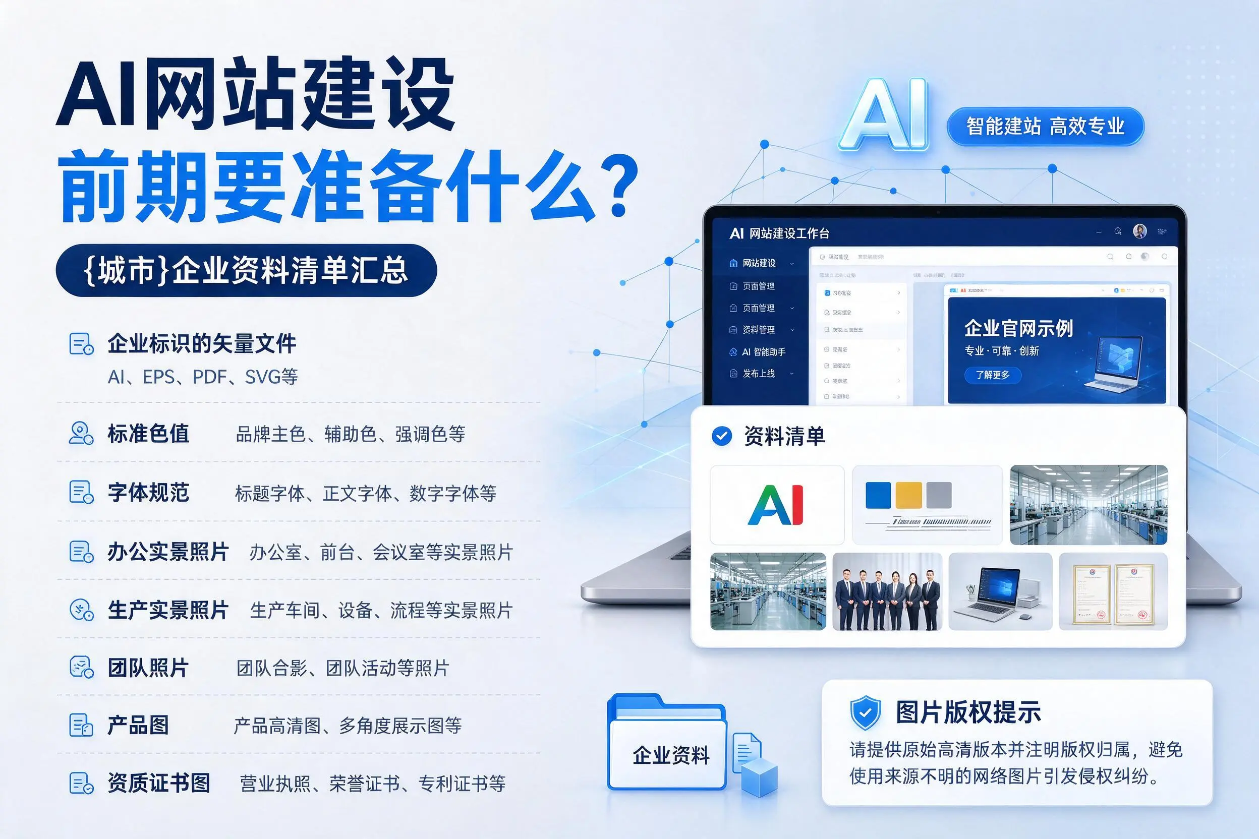 AI网站建设前期要准备什么?忻州企业资料清单汇总