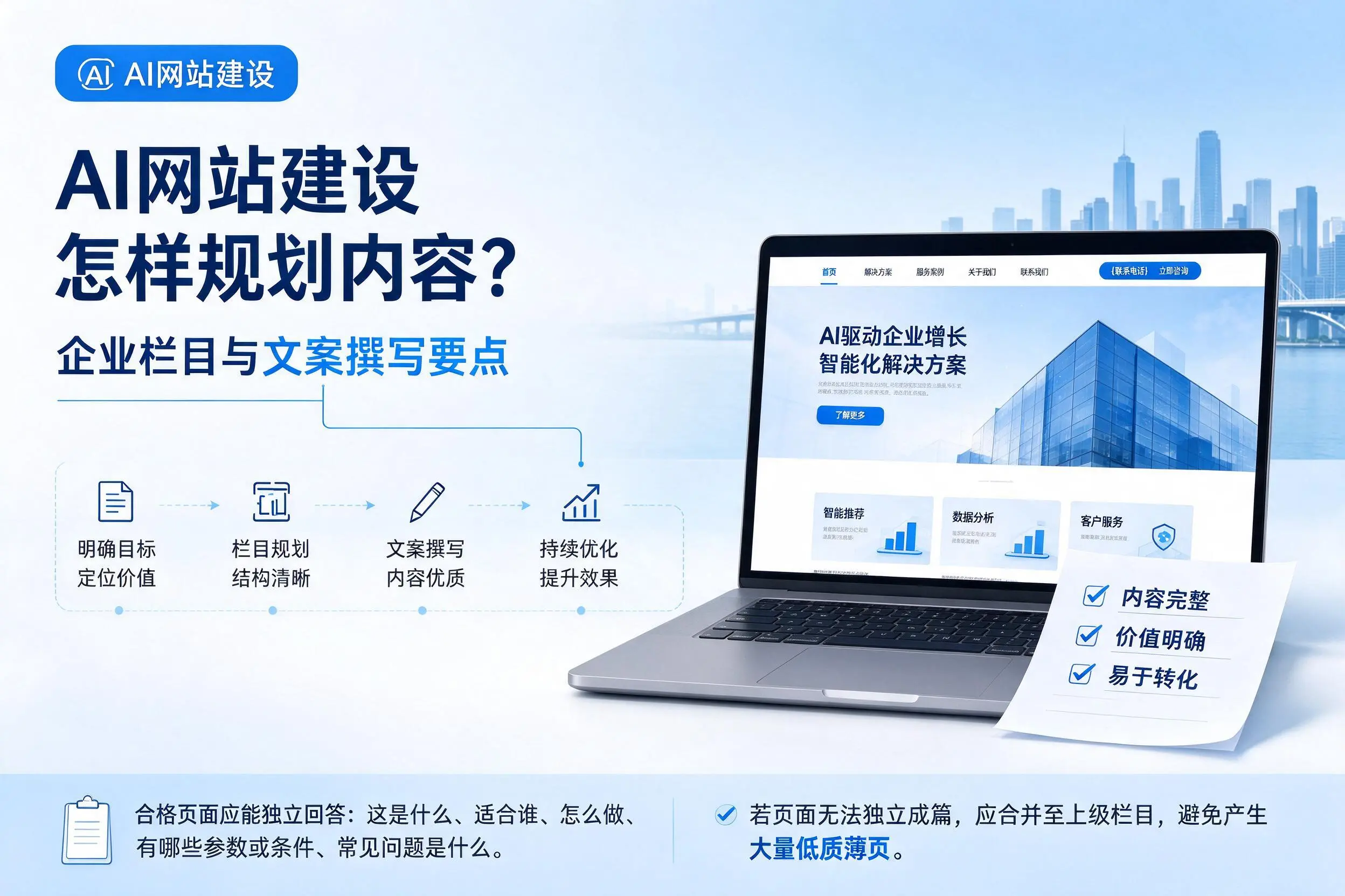 AI网站建设怎样规划内容？忻州企业栏目与文案撰写要点